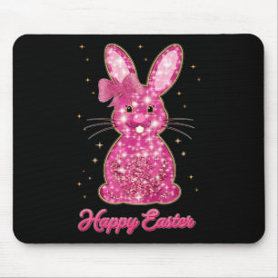Easter Chinoiserie Floral Bunny With Cute Blue Bow Mouse Pad
