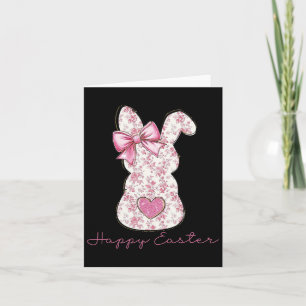 Easter Chinoiserie Floral Bunny With Cute Pink Bow Card