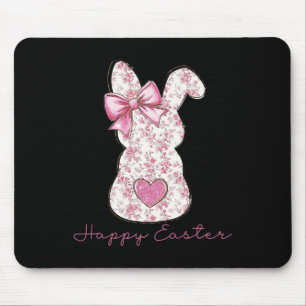 Easter Chinoiserie Floral Bunny With Cute Pink Bow Mouse Pad