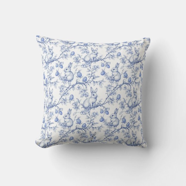 Easter Chinoiserie Toile De Jouy Pillow  (Front)