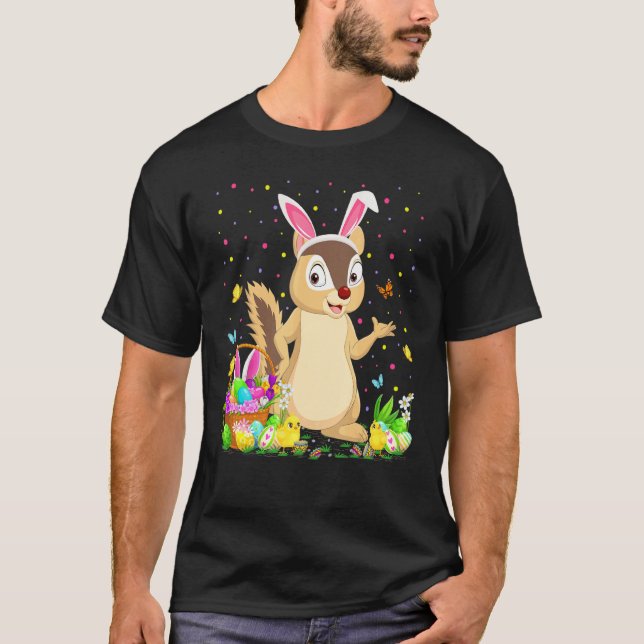 Easter Chipmunk Bunny Egg Hunting Chipmunk Easter  T-Shirt (Front)