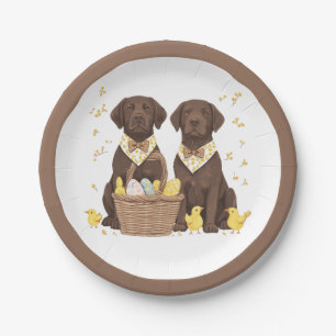 Easter Chocolate Labrador Retriever Dogs Paper Plate
