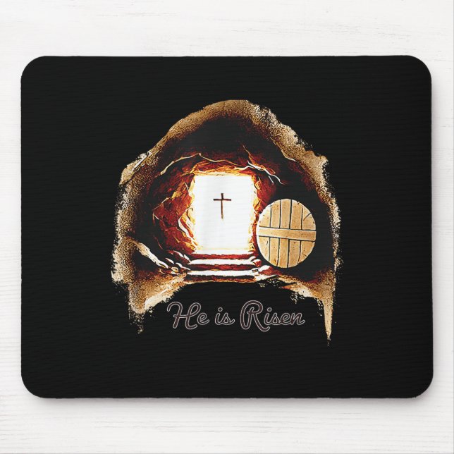 Easter Christian He Is Risen Jesus Empty Tomb Men  Mouse Pad (Front)