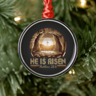 Easter Christian He is Risen Jesus Metal Tree Decoration