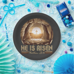 Easter Christian He is Risen Jesus Paper Plate