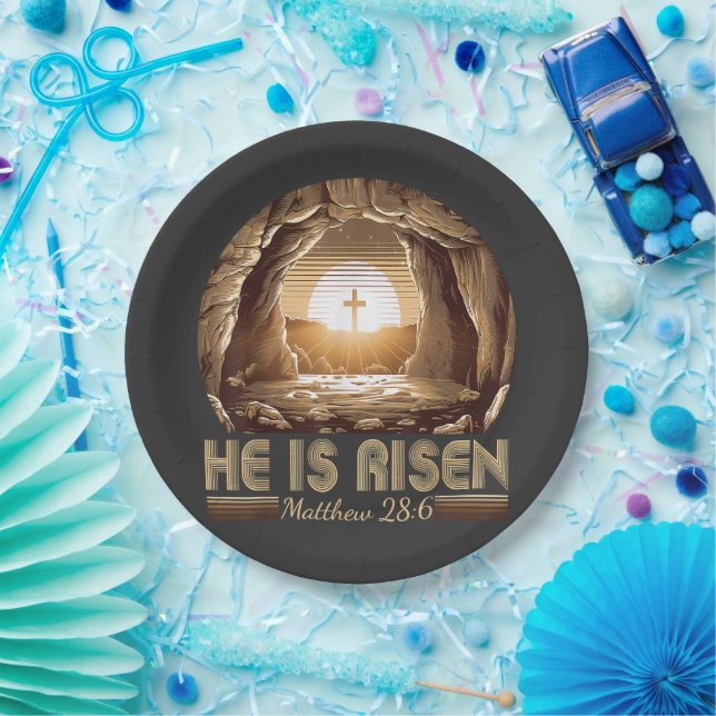 Easter Christian He is Risen Jesus  Paper Plate (Party)