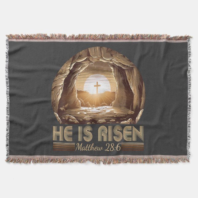 Easter Christian He is Risen Jesus  Throw Blanket (Front)