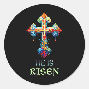 Easter Christian He Is Risen Resurrection Orthodox Classic Round Sticker