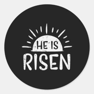 Easter Christian He Is Risen Sun Resurrection Men  Classic Round Sticker