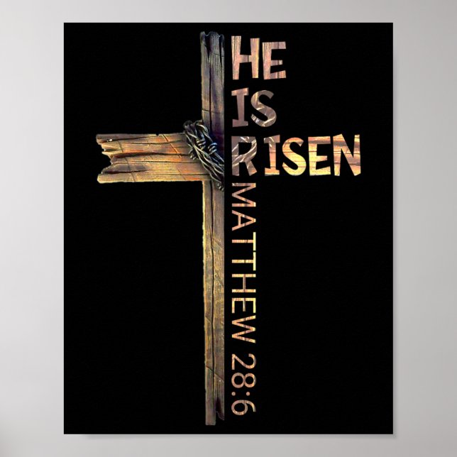 Easter Christian He Is Risen Sun Resurrection Men  Poster (Front)