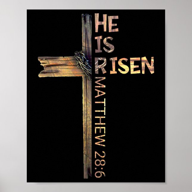 Easter Christian He Is Risen Sun Resurrection Men  Poster (Front)