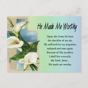 Easter Christian He Made Me Worthy Holiday Postcard