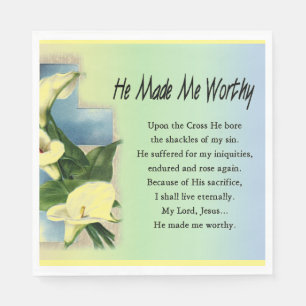 Easter Christian He Made Me Worthy Square Sticker Napkin