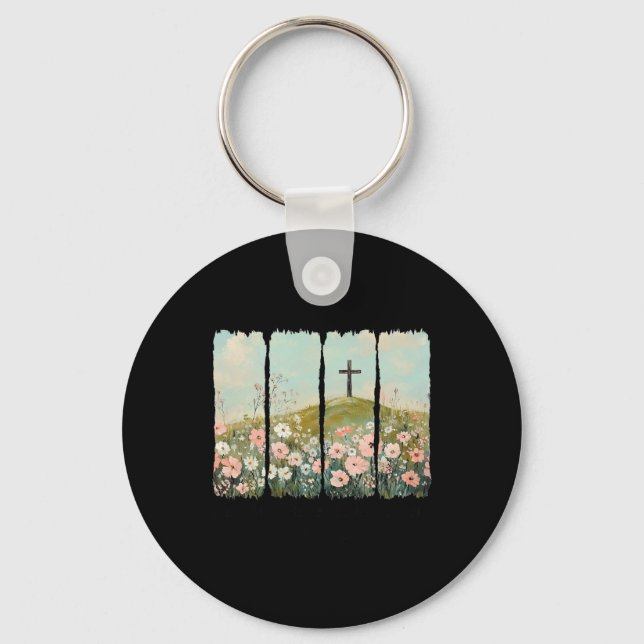 Easter Christian Jesus He Is Not Here He Has Risen Key Ring (Front)