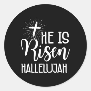 Easter Christians Jesus He Is Risen Hallelujah Men Classic Round Sticker