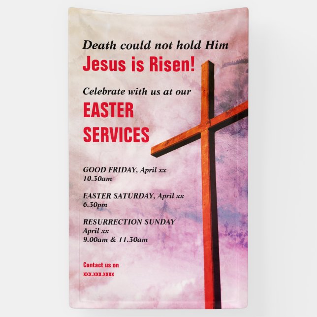 EASTER CHURCH SERVICES | Jesus is Risen Banner (Vertical)