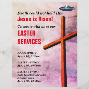 EASTER CHURCH SERVICES   Jesus is Risen Invitation Flyer