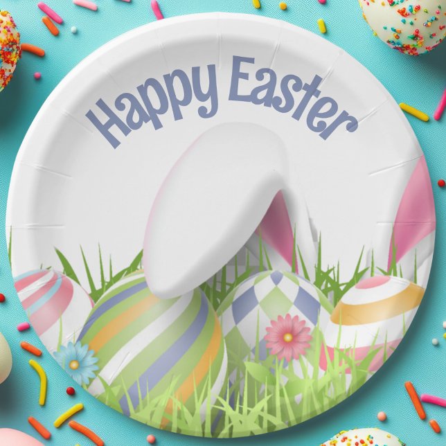 EASTER Coloured Eggs Bunny Ears  Paper Plate (Creator Uploaded)