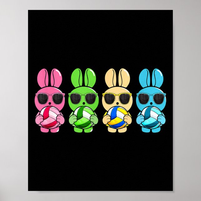 Easter Colourful Costume Playing Volleyball Poster (Front)