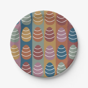 Easter Colourful Easter Eggs Stripes Happy Easter  Paper Plate
