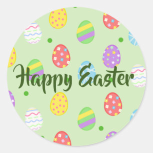 Easter colourful Eggs Festive  Classic Round Sticker