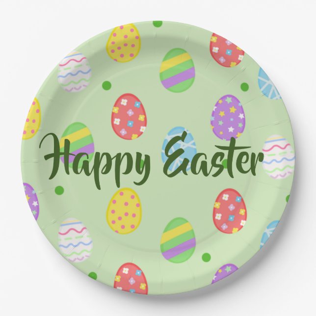 Easter colourful Eggs Festive   Paper Plate (Front)
