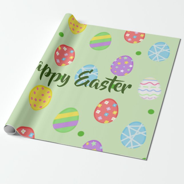 Easter colourful Eggs Festive       Wrapping Paper (Unrolled)