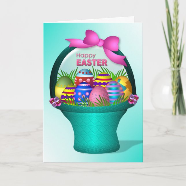 Easter - Colourful Eggs Holiday Card (Front)