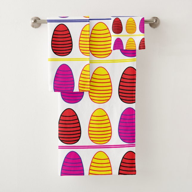 Easter Colourful Happy Easter Eggs Easter Bath Towel Set (Insitu)
