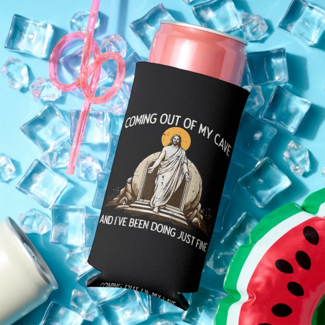 Easter Coming Out My Cave Jesus Seltzer Can Cooler (In Situ Summer)