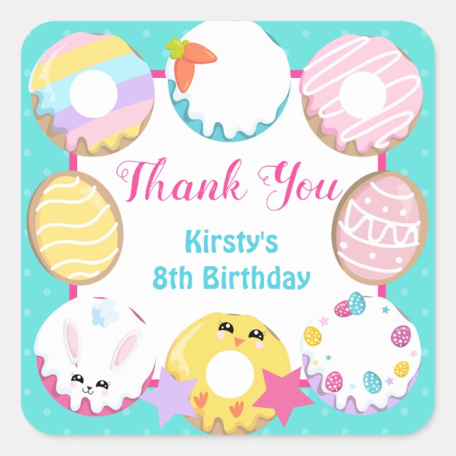 Easter Cookies Doughnuts and Sweets Party Square Sticker (Front)