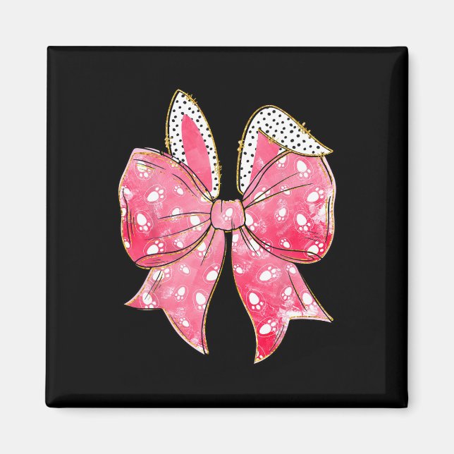Easter Coquette Happy Easter Bunny Bow Easter Bunn Magnet (Front)