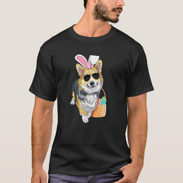 Easter Corgi Black And Tan T-Shirt (Front)