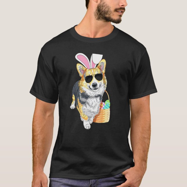 Easter Corgi Black And Tan T-Shirt (Front)