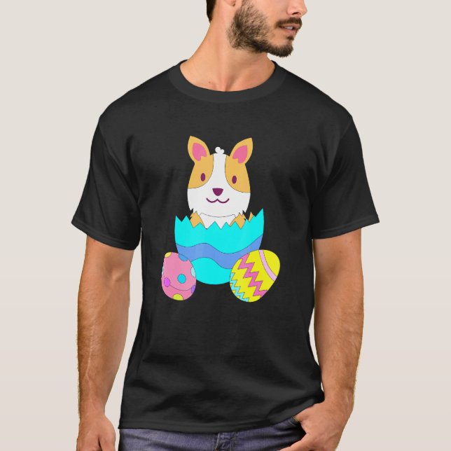 Easter Corgi Bunny Egg Hunt T-Shirt (Front)