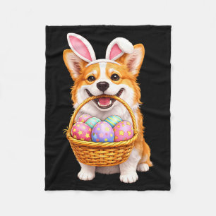Easter corgi dog bunny cute easter eggs basket fleece blanket