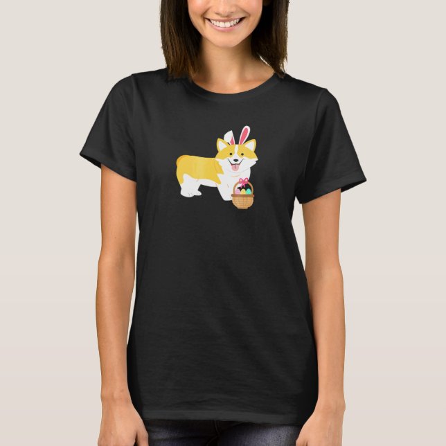 Easter Corgi With Bunny Ears T-Shirt (Front)