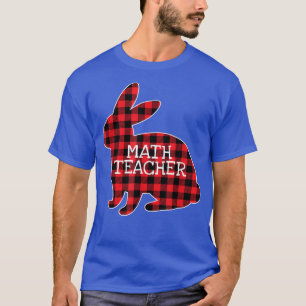 Easter Costume Red Plaid Bunny Graphic Math Teache T-Shirt