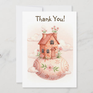 Easter cosy house thank you card