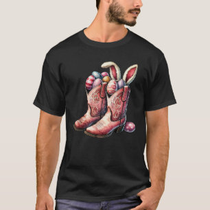 Easter Cowboy Boots Vintage Eggs Retro  T-Shirt