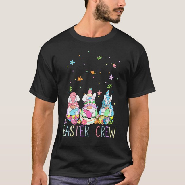 Easter Crew Three Gnomes Bunny Ears Egg Hunting Ch T-Shirt (Front)