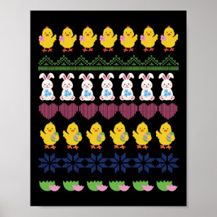 Easter Crochet Pattern Chicken Rabbit Egg  Poster