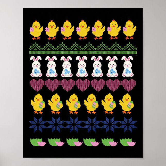 Easter Crochet Pattern Chicken Rabbit Egg  Poster (Front)