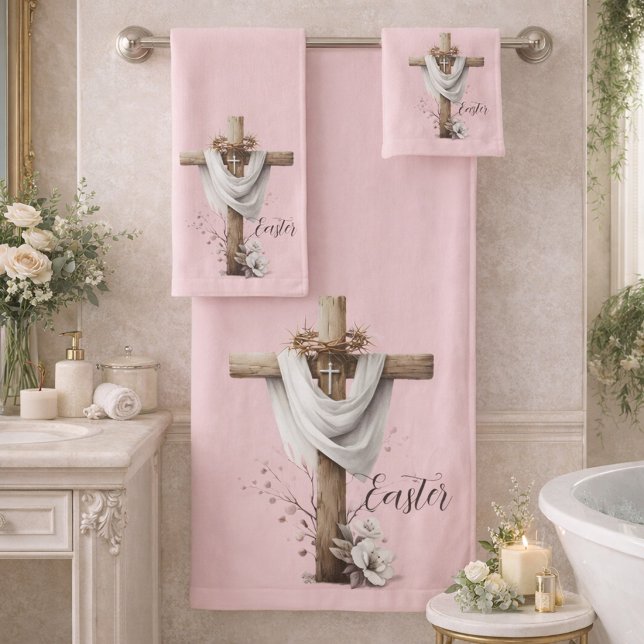 Easter Cross and White Floral Towel Set (Creator Uploaded)
