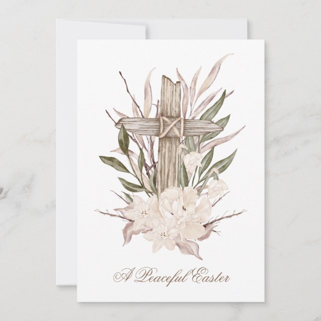 Easter Cross Card Peaceful Easter He Is Risen  (Front)