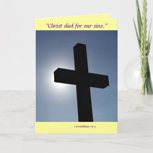 Easter Cross Christ Died For Our Sins III Holiday Card (Front)
