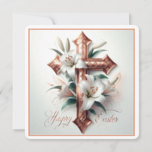 Easter Cross with Lilies Holiday Card