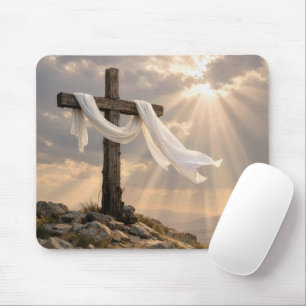 Easter Cross with Shroud at Sunrise Mouse Pad