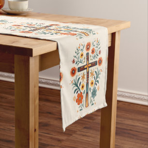 Easter Crosses and Flowers Nordic Pattern  Short Table Runner