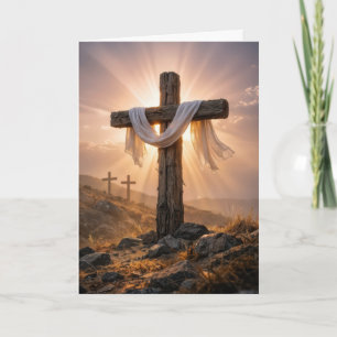 Easter Crosses On a Rocky Hill Card